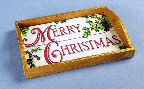 T751 Merry Christmas Holly Tray - Click Image to Close